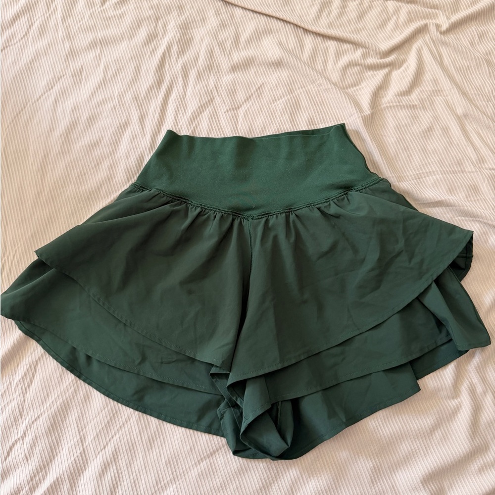 Aerie Offline Dark Green Layered Shorts